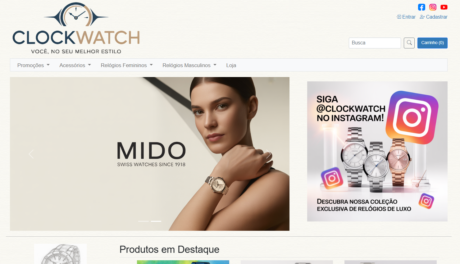 Exemplo de tela do e-commerce