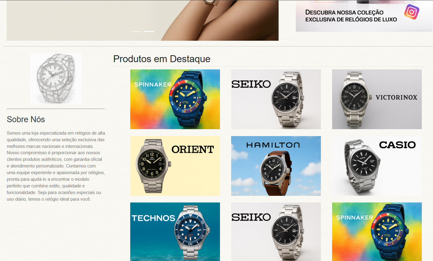Exemplo de tela do e-commerce